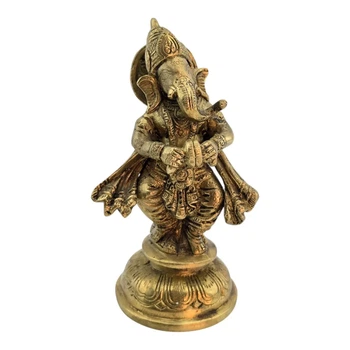 Статуэтка Ганеша с шенаи (shehnai) бронзовый 15х8,5х6,8 см (25829C)