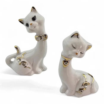 Статуэтки Кошки пара фарфоровые 7,5х5х2,8 см (32713N)