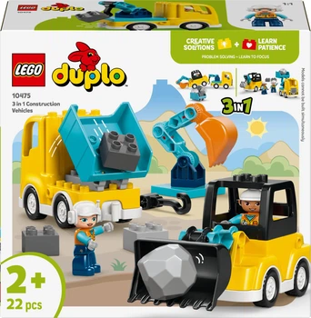 Zestaw klocków LEGO DUPLO Town Maszyny budowlane 3 w 1 22 elementy (10475)