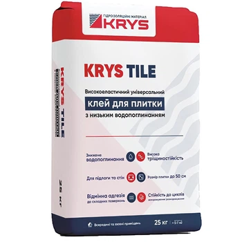 Высокоэластичный клей для плитки KRYS Tile с пониженным водопоглощением 25 кг