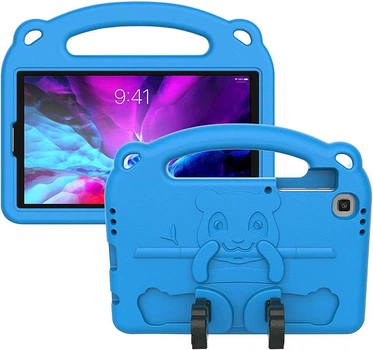 Противоударный детский силиконовый чехол с ручкой EVA Panda для Samsung Galaxy Tab A7 Lite 8.7" SM-T220 SM-T225 (Голубой)