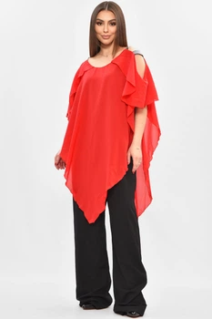 Комбинезон женский полубатальный красного цвета Fashion размер 56-58 (208844)