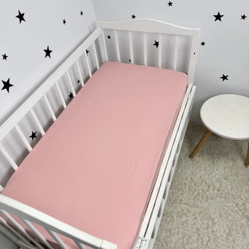 Простынь на резинке в кроватку Oh My Kids™ 120х60 см розовая пудра