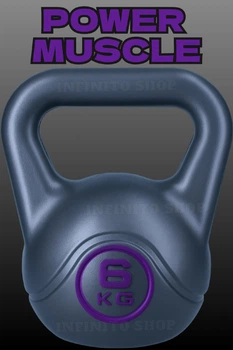 Гиря виниловая для фитнеса и силовых тренировок Power Muscle 6 кг (серо-фиолетовая)