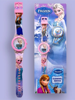 Дитячий електронний наручний годинник з підсвічуванням Frozen, годинник з героями мультфільму Холодне серце Ельза, Анна FXEA-7717
