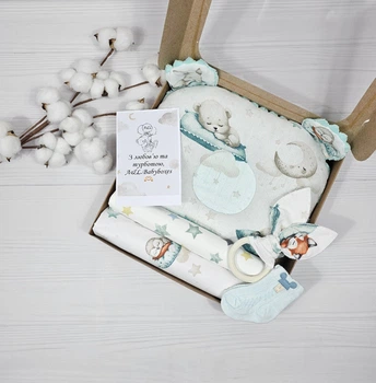 Подарочный набор для малышей пеленками, подушкой и грызуном a.l.babybox Кроткие сны