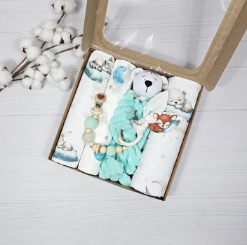 Набор для новорожденного: 3 пеленки с комфортером a.l.babybox Кроткие сны