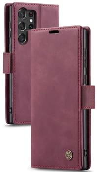 Чохол-книжка CaseMe із нубуку для Samsung S21 Ultra Бордовий