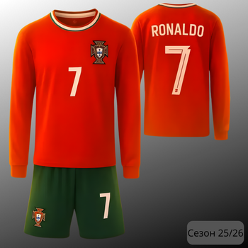 Дитяча футбольна форма Португалія 25/26 Ronaldo №7 (довгий рукав + шорти), розмір 26 (зріст 135-145 см)