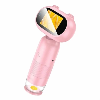 Детский цифровой микроскоп HOCO DV206 с 2" IPS-экраном, 1080P, 8 LED, аккумулятор 800 mAh, розовый