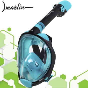 Полнолицевая маска для плавания Marlin TRAVEL black/aqua/aqua S/M