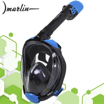 Полнолицевая маска для плавания Marlin TRAVEL black/blue/black S/M
