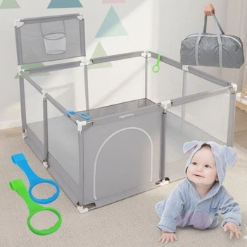 Детский манеж безопасный, 130×130 см+корзина для мячиков, Aptel