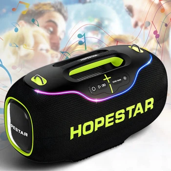Беспроводная Bluetooth колонка Hopestar A80 350W с микрофоном портативная TWS, AUX/TF/USB, 24h, IPX6. Черная