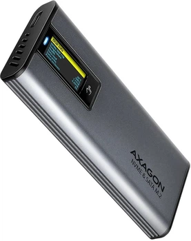 Zewnętrzna kieszeń Axagon EEM2-SD2 USB-C 10Gbps - M.2 NVMe & SATA SSD DISPLAY Grey