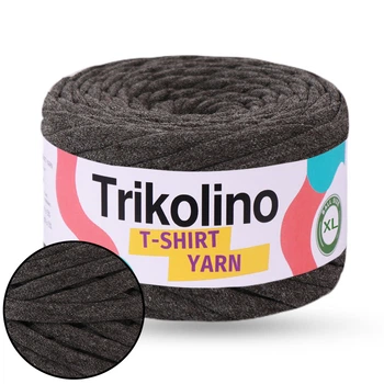 Трикотажная пряжа Trikolino 7-9mm XL, Антрацит меланж, 120м, для вязания корзин, ковриков, сумок, косметичек, Триколино