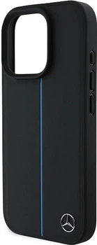 Панель Mercedes Benz Blue Line Leather для Apple iPhone 16 Pro з MagSafe Black (3666339325701)