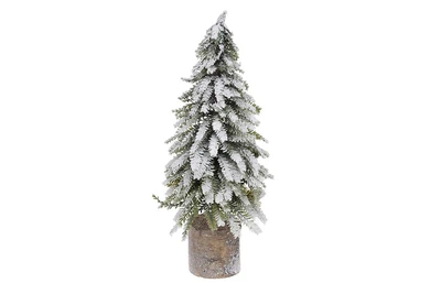 Елка декоративная заснеженная на деревянном пеньке, 20*20*55см (122-187)