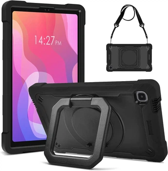 Противоударный чехол с поворотной на 360° подставкой и ремешком для Samsung Galaxy Tab A7 Lite 8.7" SM-T220 / SM-T225 (Чёрный)