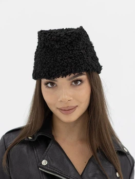 Пилотка из меха Барашек D.Hats чёрного цвета