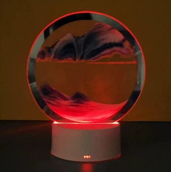 Настільний пісочний 3D нічник світильник з RGB підсвіткою 7 кольорів Червоний пісок