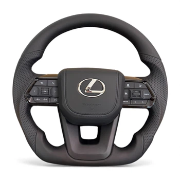 Анатомический руль для Lexus LX470, GX470. Кожа. В сборе. Подушка из кожи - хром.
