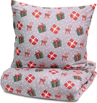 Komplet pościeli Homla Floriana Poszewka na kołdrę 160 x 200 cm + 2 poszewki na poduszki 70 x 80 cm ze świątecznym wzorem Wielokolorowy (5904183858715)