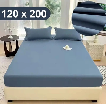Простыня на резинке Softable Fabric 120×200 + 2 наволочки , синий— мягкая, плотная, комфортная (KT7006011)