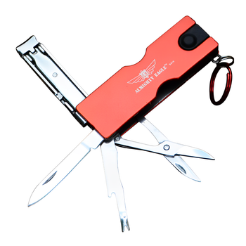 Мультитул маникюрный Almighty Eagle S315 7 инструментов и фонариком Red + Кейс