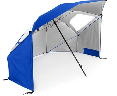 Пляжная зонт-палатка 2в1 Umbrella 2.1 м с окнами и чехлом, синяя