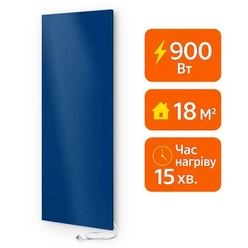 Электрический металлокерамический инфракрасный обогреватель UDEN-S 900 Вт «Универсал» / экономичный настенный обогреватель для квартиры, дома, офиса Темно-синий