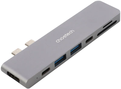 Док станція CHOETECH 7-в-1 HDMI/картрідер/USB-A/USB-C (HUB-M14-GY-V2)