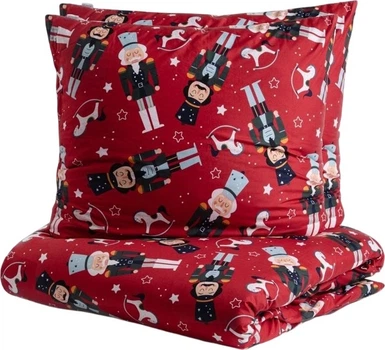 Комплект постільної білизни Homla Aitona Підковдра 160 x 200 см + 2 наволочки на подушки 70 x 80 см зі святковим візерунком червоний (5906496712968)