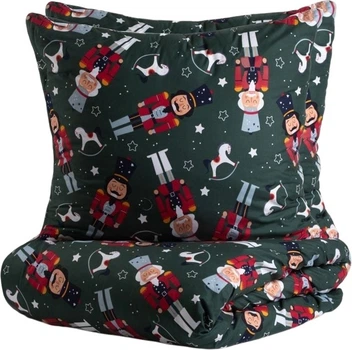 Комплект постільної білизни Homla Aitona Підковдра 160 x 200 см + 2 наволочки на подушки 70 x 80 см зі святковим візерунком зелений (5906496712999)