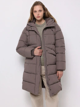 Куртка демисезонная длинная с капюшоном женская Colin's CL1075972MIN XL Коричневая (8684112818061)