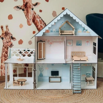 Кукольный дом Sea Villa 75х60х60 см большой с мебелью Детский домик для кукол барби девочек деревянный lol ЛАЙТ