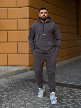 Чоловічий флісовий костюм з капюшоном (худі + штани) Uaclothes L-XL Графітовий (like36068-164901398)