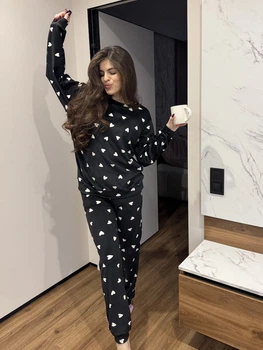 Жіночий велюровий домашній костюм (кофта+штани) Uaclothes 50-52 Чорний (like36085-165071358)