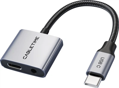 Аудио адаптер CableTime USB Type-C (M) – 3.5 мм (F) / Type-C (F) PD60W (CPA1G) (CA915750)