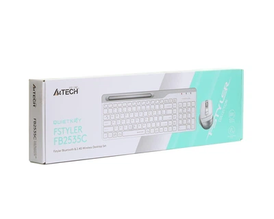 Беспроводной комплект клавиатура и мышь A4Tech FB2535C – Bluetooth/2.4 ГГц, Windows/Mac/Android/iOS, 2400 DPI, до 3 устройств(DL_F8DFB713A638)