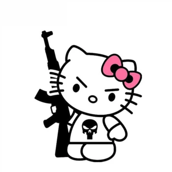 Наклейка Hello Kitty з автоматом Punisher Каратель 15,0*13,0 см
