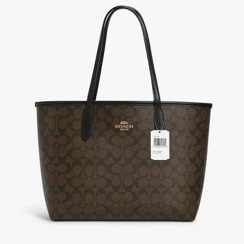 Женская сумка Coach City Tote In Signature Canvas кожа шопер