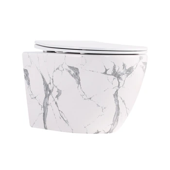 Унітаз підвісний Robin Ultra Quiet 490×365×325 мм, Marble, з сидінням Slim Duroplast / Soft-close / Quick Release QT13332381АSMR