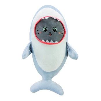 Мягкая игрушка K15253 Кот в акуле, 55 см, в пакете (6923070152537)