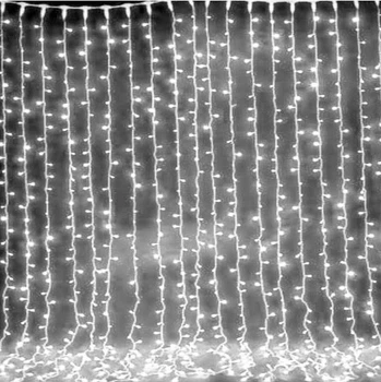 Гирлянда штора Водопад 3х3 м 320 LED (прозрачный шнур, с переходником) Белый свет HDSYR_699