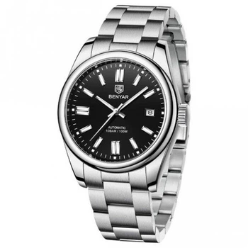 Наручные часы Benyar Automatic 10 BAR механические мужские классические с датой водонепроницаемые 10 атм (VIL-O_33P)