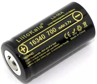Аккумулятор LiitoKala Lii-16A 16340 700mAh Li-Ion для фонарей и фотоаппаратов батарея 3.7V (VIL-O_33P)