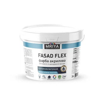 Фарба акрилова Фасадна Біла матова 3 л 4 кг FASAD FLEX ТМ MRIYA