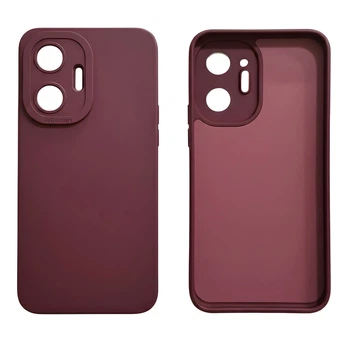 Силиконовый чехол Soft с микрофиброй для Poco F7 бордовый матовый