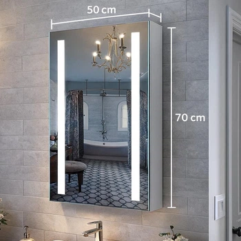 Навісна дзеркальна шафа у ванну G13 Еко з LED-підсвіткою 70×50×15